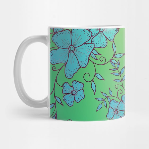 Green and Blue Flower Pattern by ZeichenbloQ